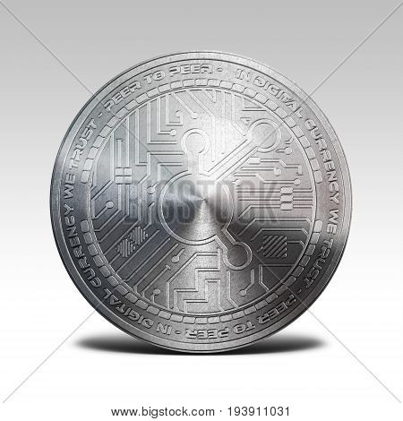silver bitconnect coin isolated on white background 3d rendering illustration
