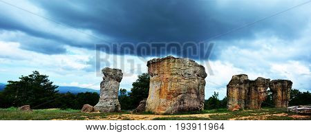 Mor Hin Khao, Or Thai Stonehenge In The Phu Laenkha National Park In Chaiyaphum , Thailand