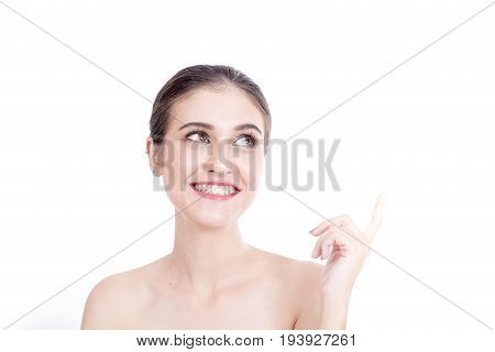 Beautiful Woman Face Portrait Beauty With Maleup Concept. Fashion Beauty Model Isolated On White 20s