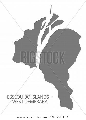 Essequibo Islands  - West Demerara Guyana Map Grey Illustration Silhouette