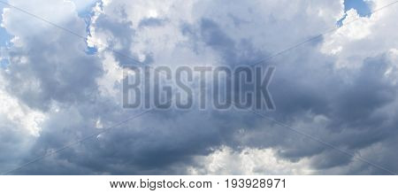 White clouds fill the sky hunk. skyblue.