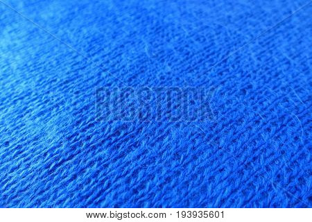 Daigonal View Of Blue Handmade Knit Fabric