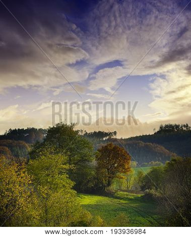 autumnal landscape - Europe Czech Republic Moravia Kyjov