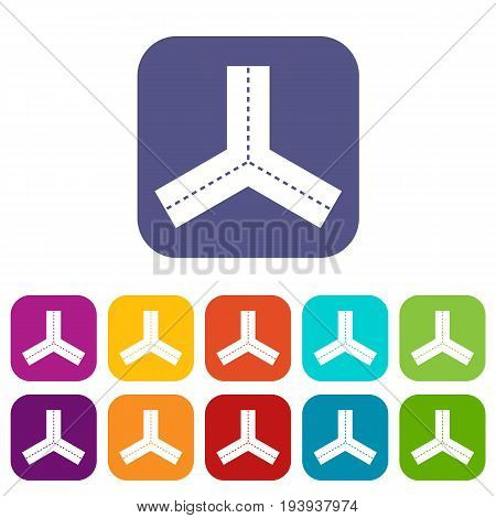 Three roads icons set vector illustration in flat style In colors red, blue, green and other