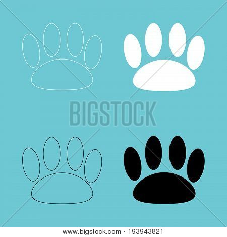 Animal Footprint  The Black And White Color Icon .