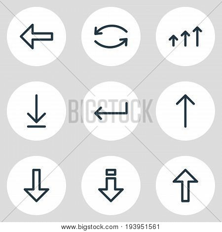 Vector Illustration Of 9 Direction Icons. Editable Pack Of Up, Loading, Direction And Other Elements.