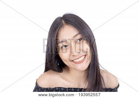 Beautiful Woman Face Portrait Beauty With Maleup Concept. Fashion Beauty Model Isolated On White 20s