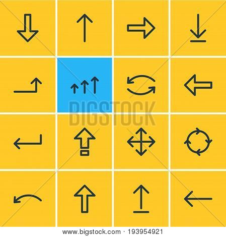 Vector Illustration Of 16 Sign Icons. Editable Pack Of Update, Turn, Left And Other Elements.