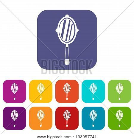Hand mirror icons set vector illustration in flat style In colors red, blue, green and other