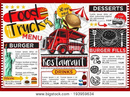 Food truck festival vector menu template design
