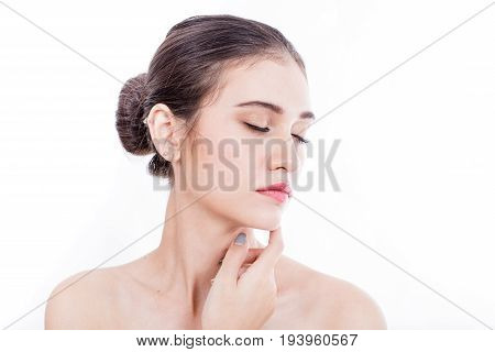 Beautiful Woman Face Portrait Beauty With Maleup Concept. Fashion Beauty Model Isolated On White, 20