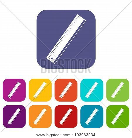 Yardstick icons set vector illustration in flat style In colors red, blue, green and other