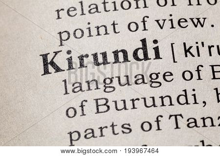 Fake Dictionary Dictionary definition of the word Kirundi. including key descriptive words.