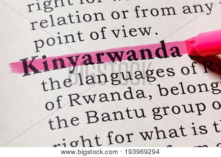 Fake Dictionary Dictionary definition of the word Kinyarwanda. including key descriptive words.
