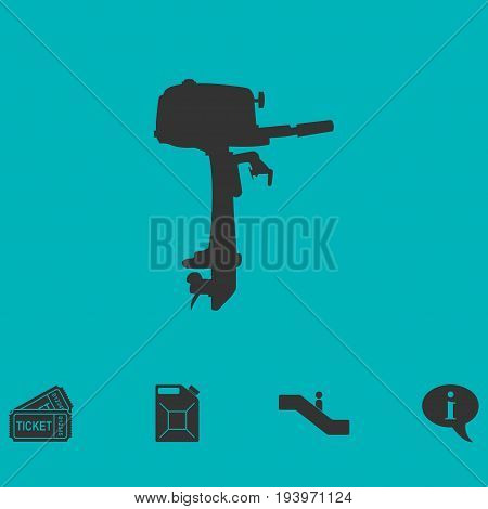 Outboard boat motor icon flat. Simple vector symbol and bonus icon