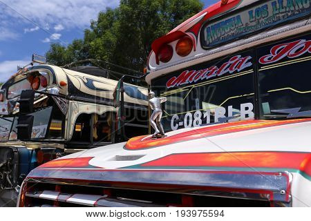 Chicken bus antigua in Guatemala May 2015