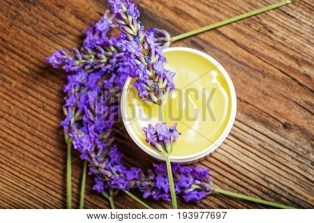 a lavender herbal oinment a close up