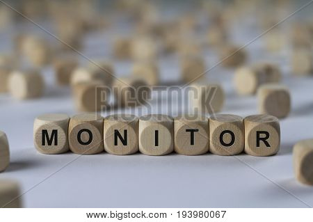 Monitor - Cube With Letters, Sign With Wooden Cubes