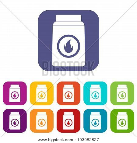 Matchbox icons set vector illustration in flat style In colors red, blue, green and other