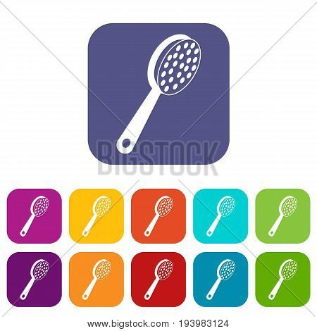Pumice icons set vector illustration in flat style In colors red, blue, green and other