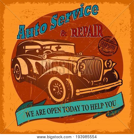 Vintage garage auto service & repair retro poster