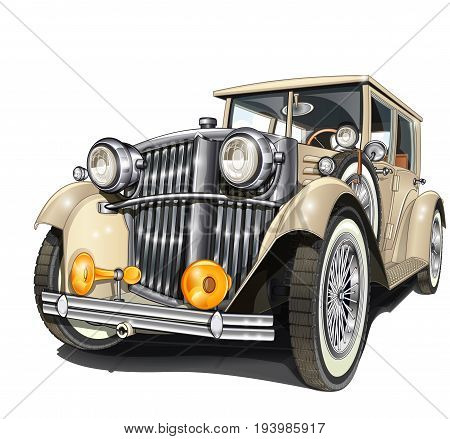 The isolated retro car on white background
