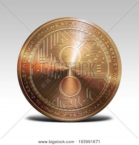 copper golem coin isolated on white background 3d rendering illustration