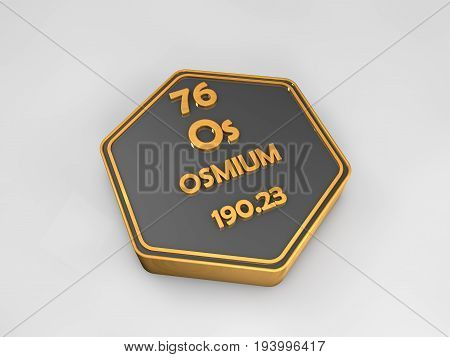 Osmium - Os - chemical element periodic table hexagonal shape 3d render