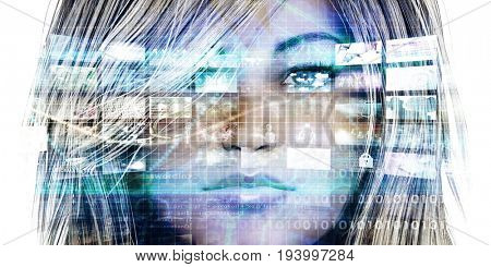 Virtual Reality with Augmented Technology Software Solutions 3D Illustration Render