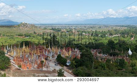 Shwe Indein Pagoda In The Indein Village At Inle Lake,shan State,myanmar