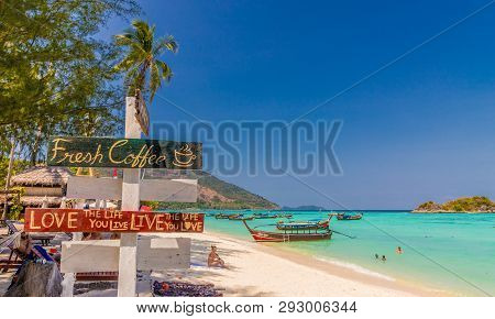 February 2019. Ko Lipe Tarutao National Marine Park Thailand. A View Of The Cest La Vie Beach Bar In