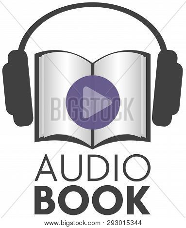 Audio Book Icon With Earphones And Paper Book