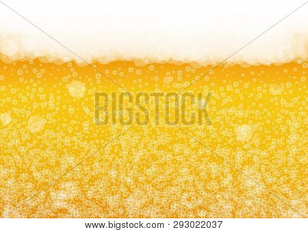 Craft Beer Background. Lager Splash. Oktoberfest Foam. Pab Banner Design. Cold Pint Of Ale With Real