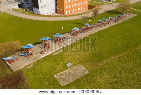Koszalin, Poland - 30 March 2019 - Aerial View On Plonace Ptaki Hasiora Monument Close To The Polite