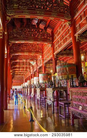 Interior Of Hung To Mieu (temple Of The Resurrection) Inside The Citadel. Hue Imperial City, Vietnam