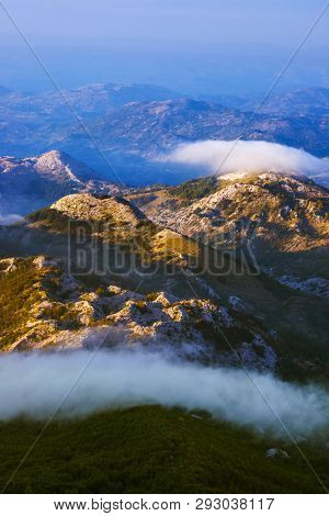Lovcen Mountains National park at sunset in Montenegro