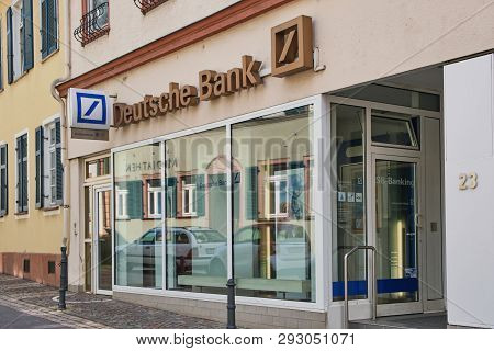 Eltville, Germany - March 31, 2019: Deutsche Bank Sign Outside A Local Branch In Eltville. It Is A G