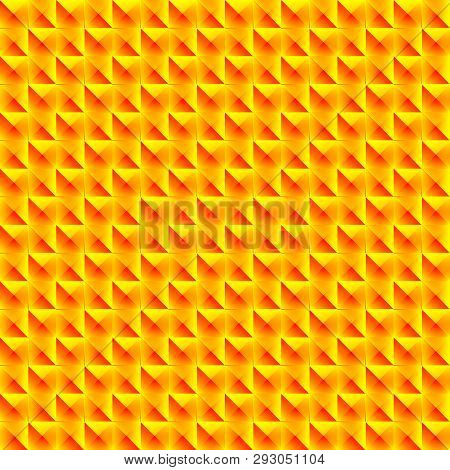 Pyromidal Pattern Of Orange Squares And Striped Yellow Triangles. Volumetric Geometry For The Backgr