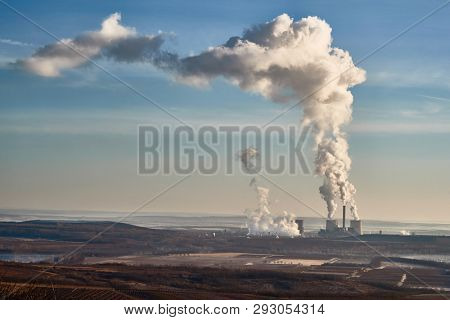 Power plant polluting the atmosphere in Visonta, Matra, Hungary