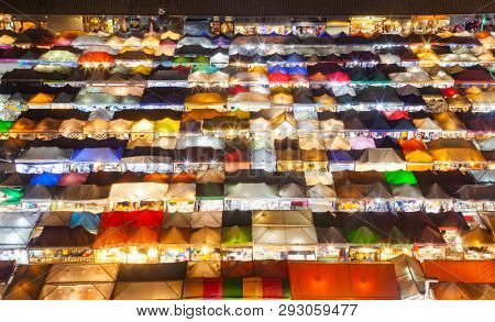 colorful Night Train Market Ratchada, Bangkok, Thailand