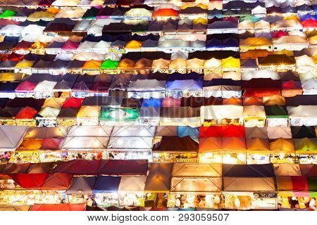 colorful Night Train Market Ratchada, Bangkok, Thailand