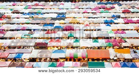colorful Night Train Market Ratchada, Bangkok, Thailand