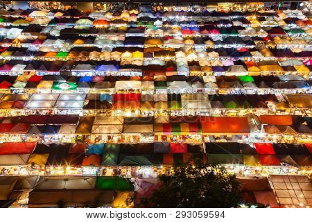 colorful Night Train Market Ratchada, Bangkok, Thailand