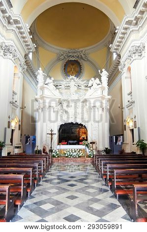 Narni Scalo, Italy - Circa September 2017. Interior Of Catholic Church (chiesa Della Madonna Del Pon