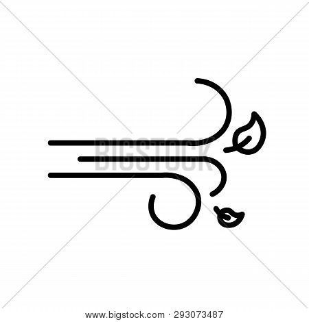 This Vector Image Shows Wind In Outline Icon Design. It Is Isolated On A White Background.