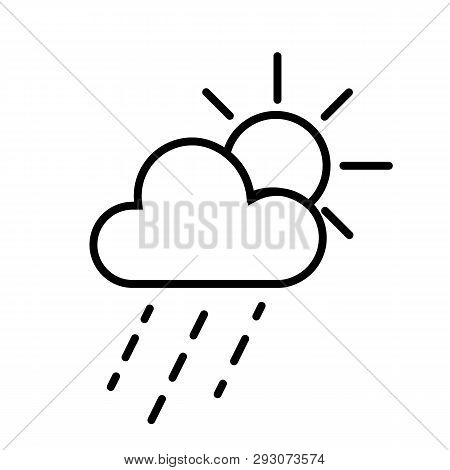 This Vector Image Shows A Cloud And A Rain Cloud In Outline Icon Design. It Is Isolated On A White B
