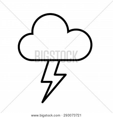 This Vector Image Shows A Moon And A Thunderbolt In Outline Icon Design. It Is Isolated On A White B