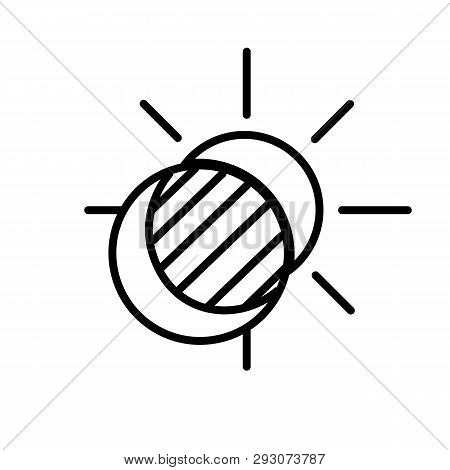 This Vector Image Shows A Sun Eclipse In Outline Icon Design. It Is Isolated On A White Background.
