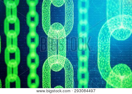 Block Chain Concept, Digital Block Chain Technology. Cryptocurrency, Concept Of Digital Code. Chain 
