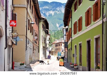 Pontebba, Italy - Circa August 2017. View Of The Streets Of Pontebba, Small Town Near The Austrian-i